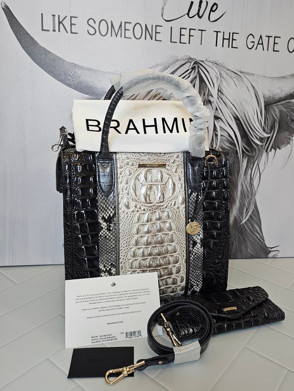 Brahmin Caroline Charcoal Nottingham + Veronica Wallet NWT Set - Picture 12 of 12